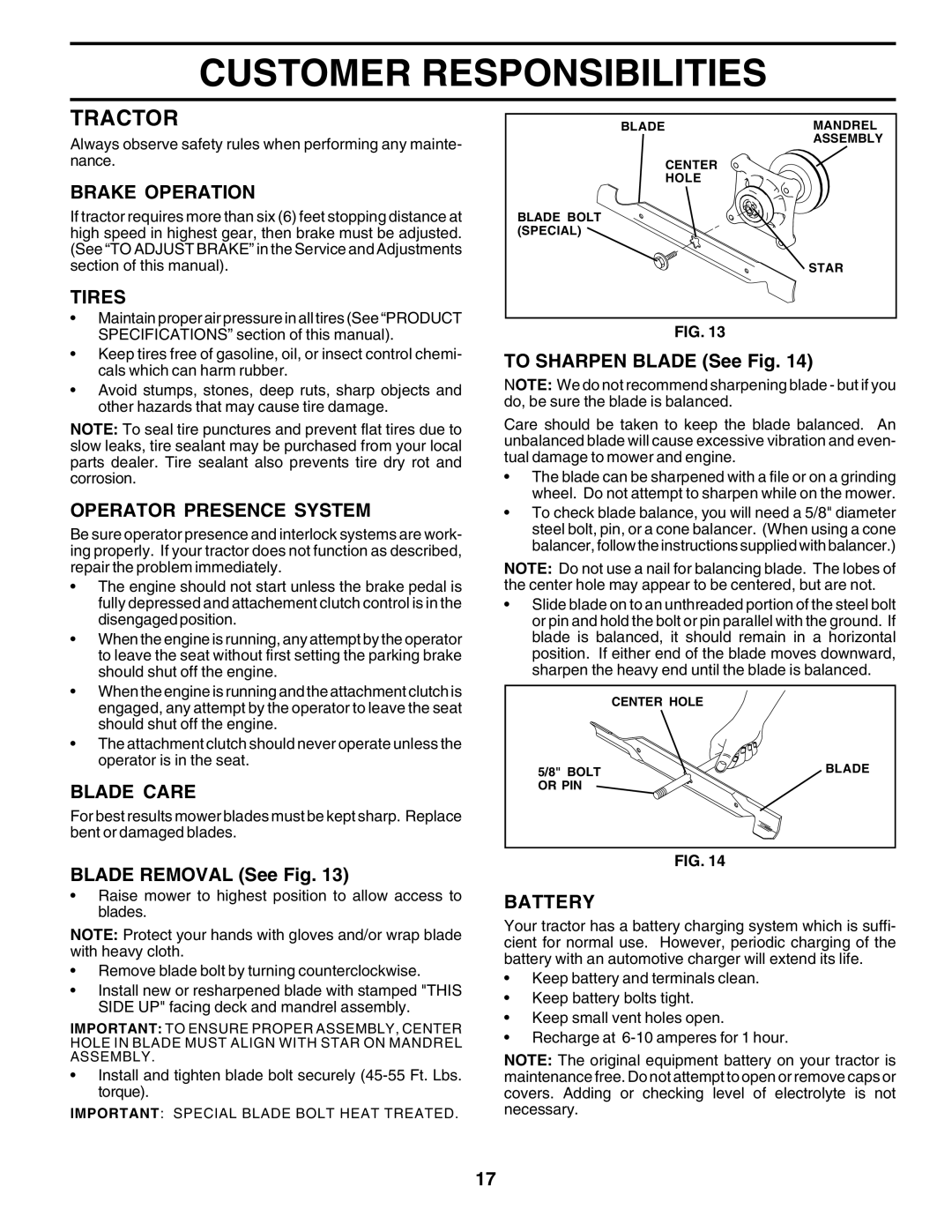 Poulan 177925, PRFT22H48A owner manual Tractor 