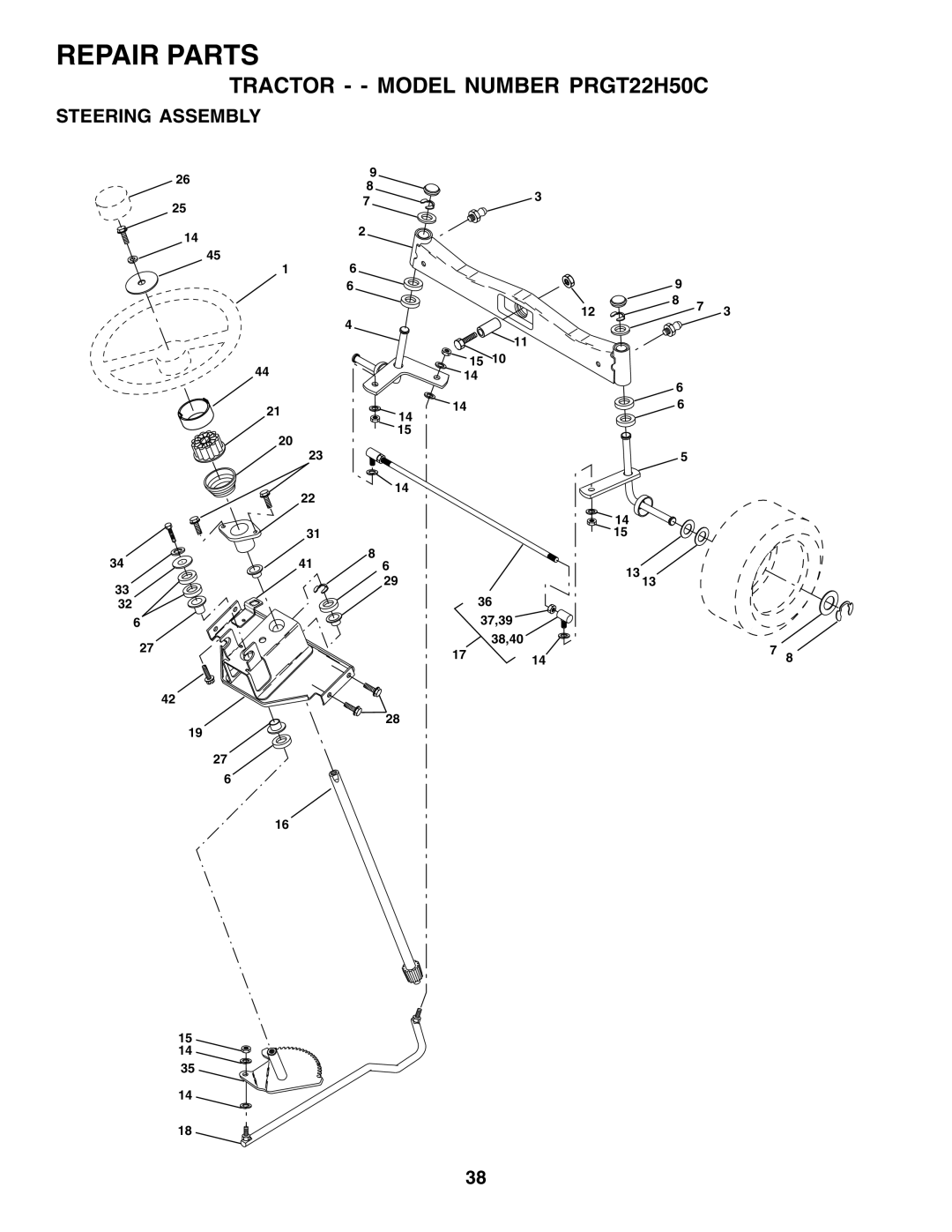 Poulan PRGT22H50C owner manual Steering Assembly 