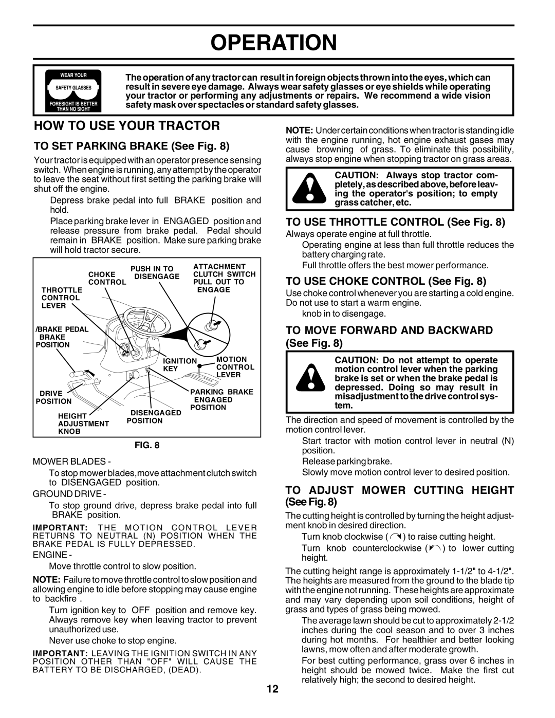 Poulan PRGT22H50D owner manual HOW to USE Your Tractor 