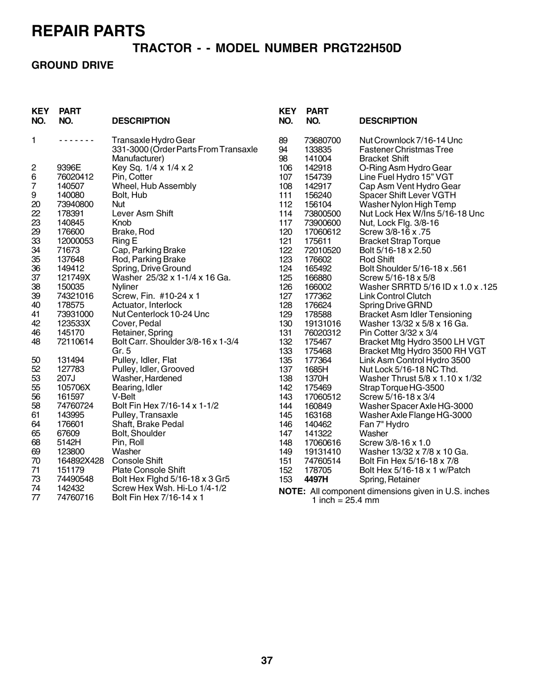 Poulan PRGT22H50D owner manual 153 4497H 