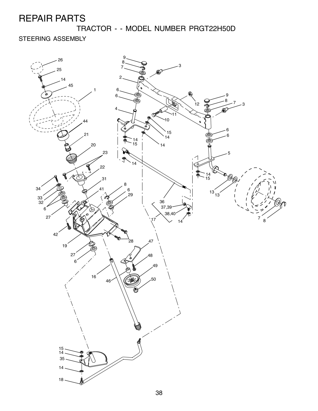 Poulan PRGT22H50D owner manual Steering Assembly 