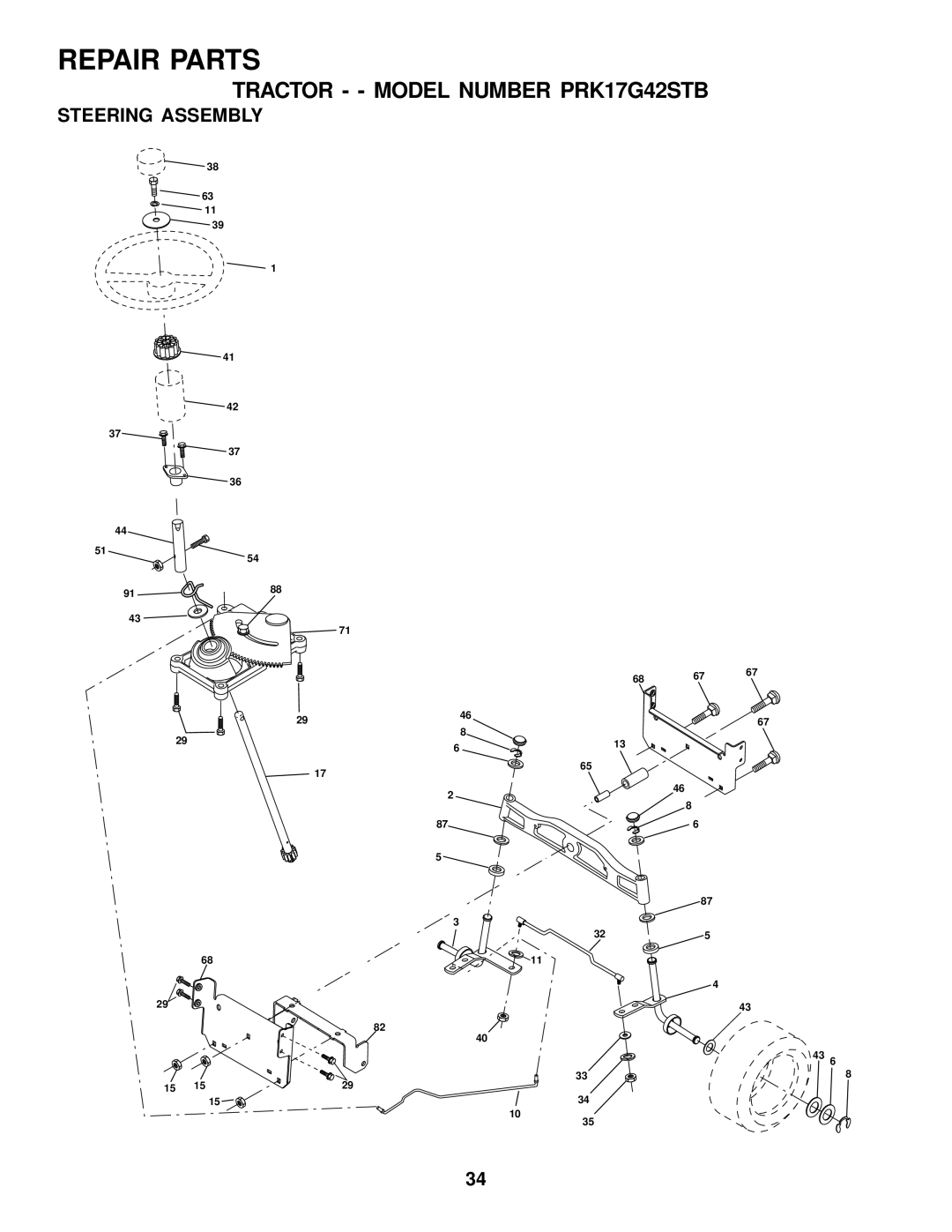 Poulan PRK17G42STB owner manual Steering Assembly 