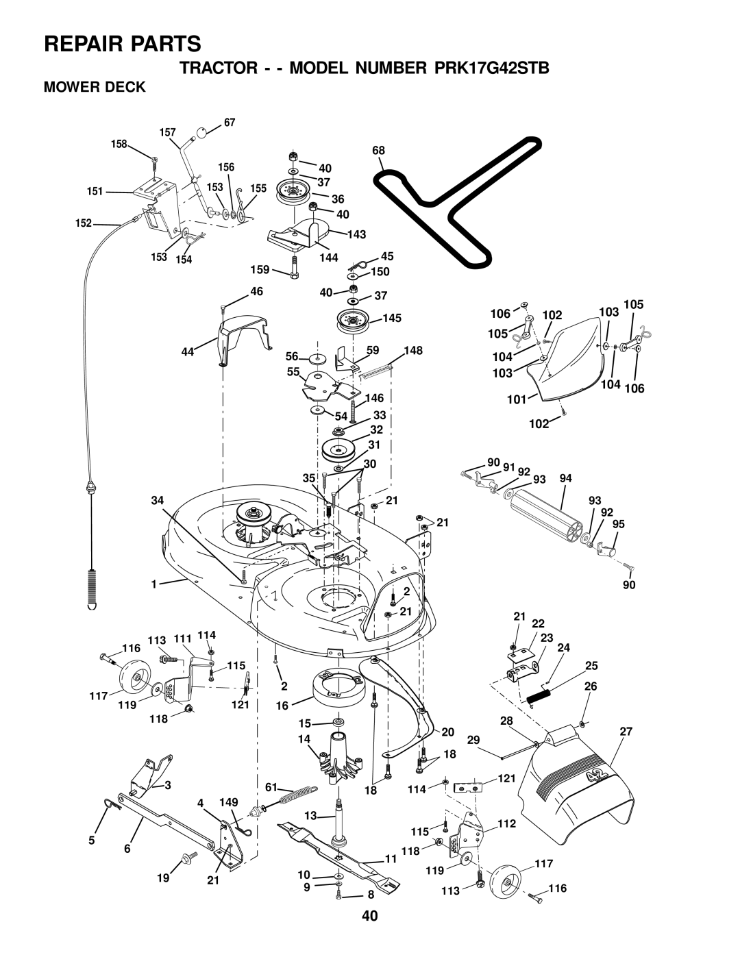 Poulan PRK17G42STB owner manual Mower Deck 