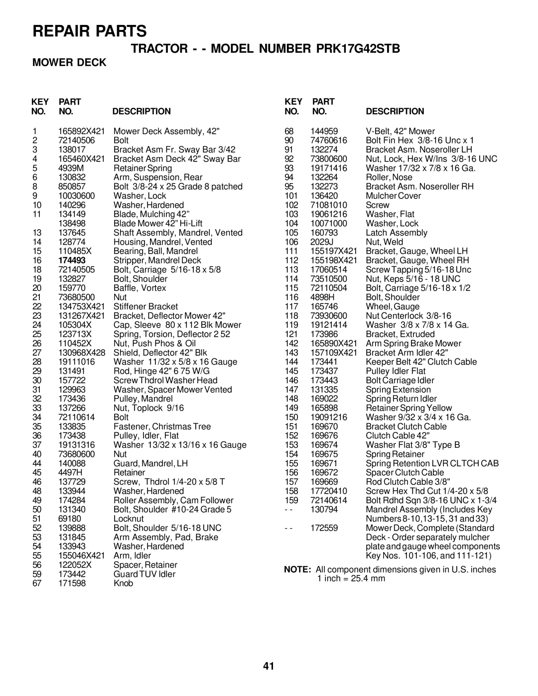 Poulan PRK17G42STB owner manual 174493 