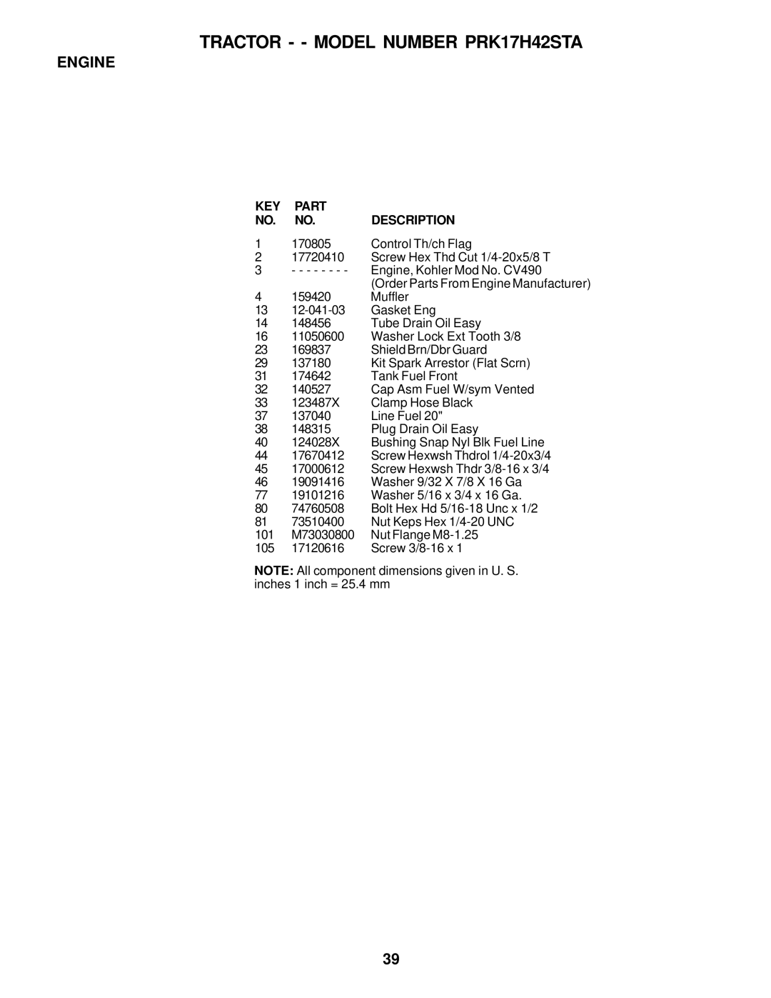 Poulan PRK17H42STA owner manual Control Th/ch Flag 