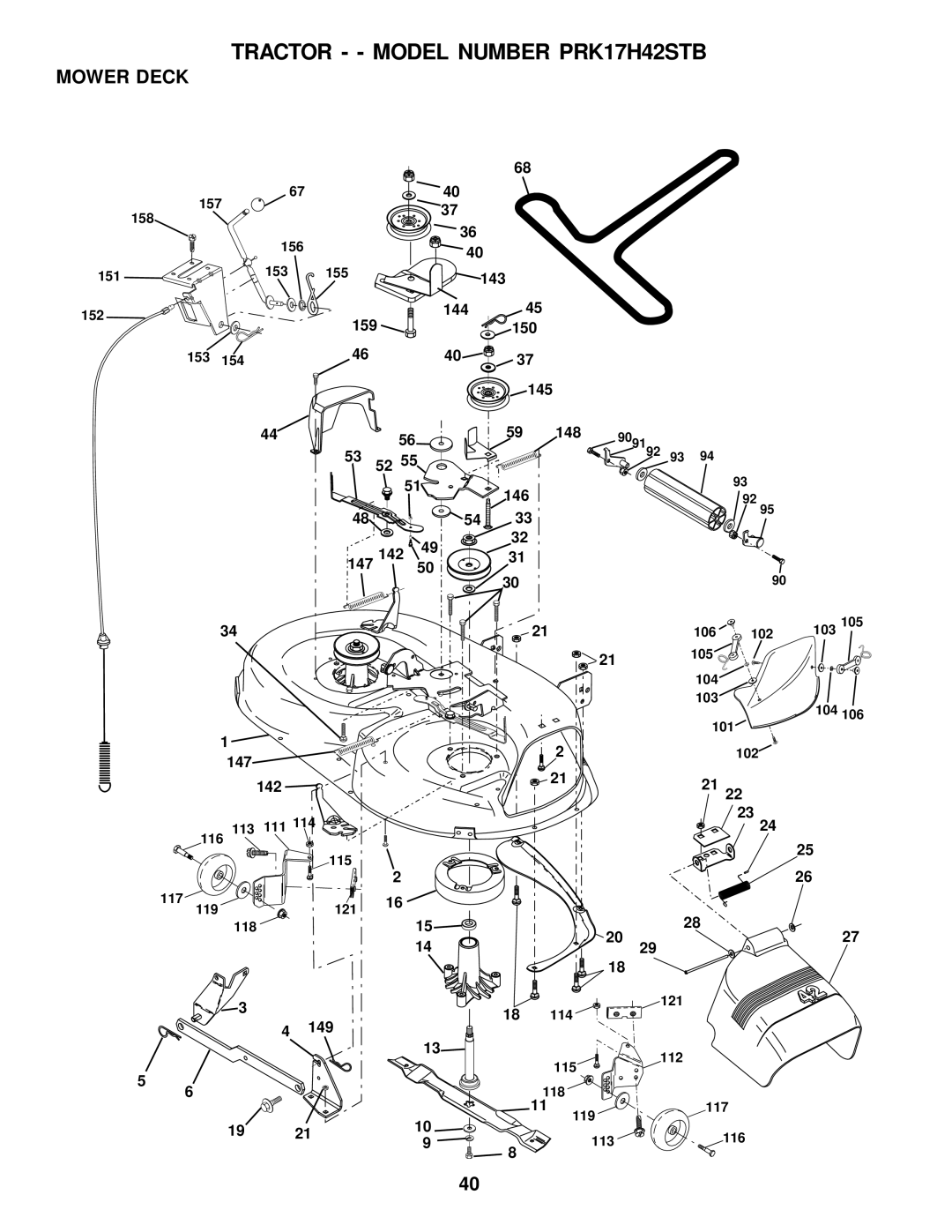 Poulan PRK17H42STB owner manual Mower Deck, 143 159 144 150 145 148, 146 142 147, 147 142, 149 