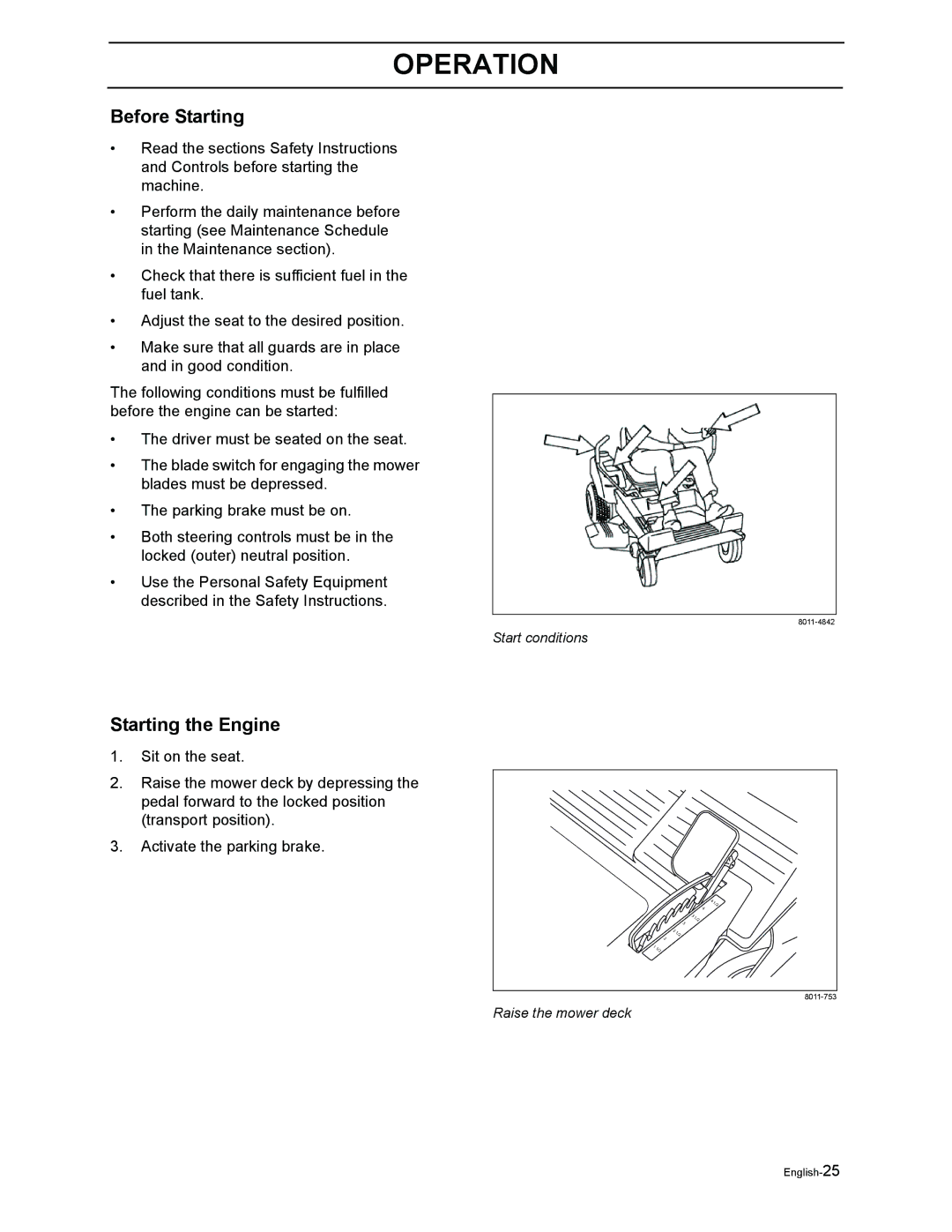 Poulan Pro 925 ZX, Pro 950 ZX manual Before Starting, Starting the Engine 