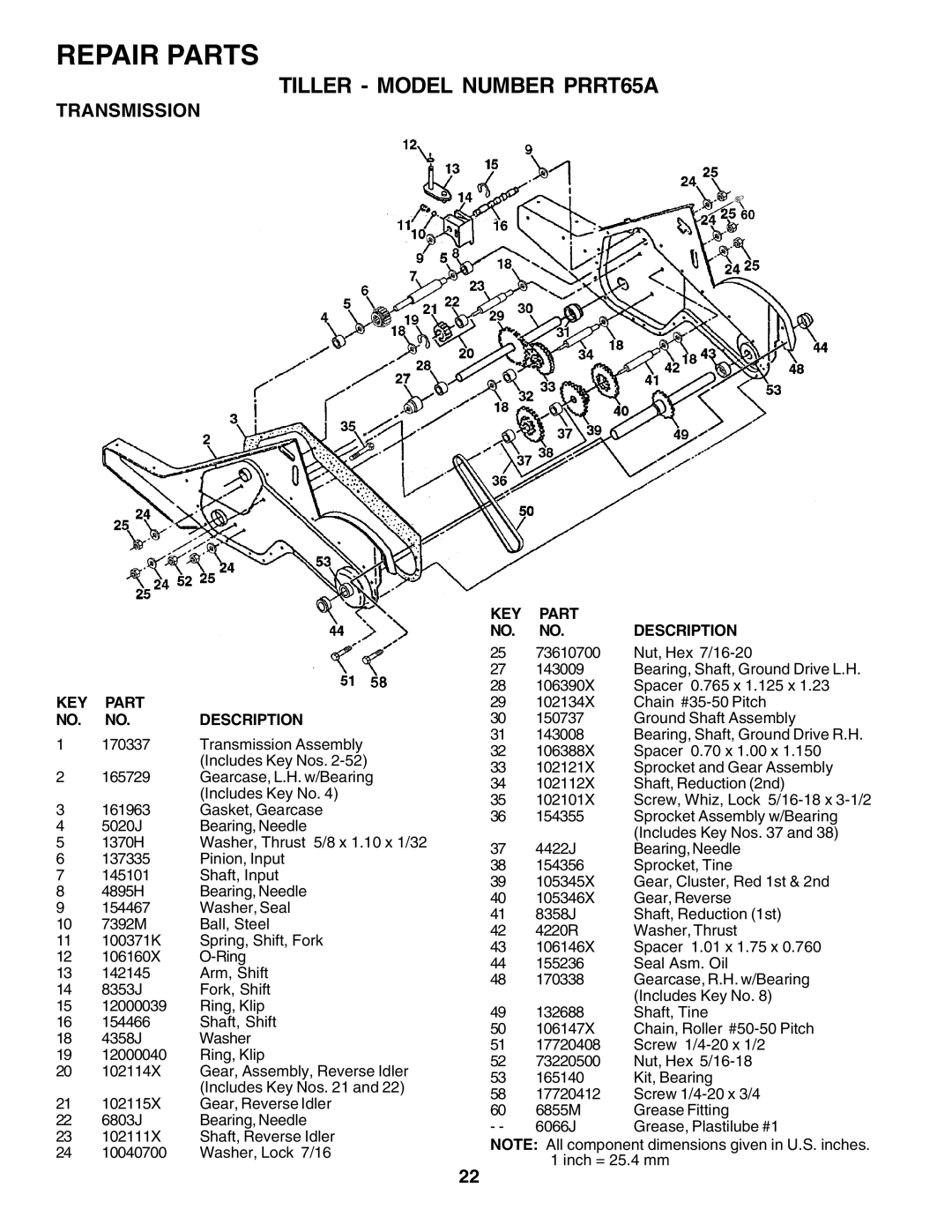 Poulan PRRT65A manual Transmission 