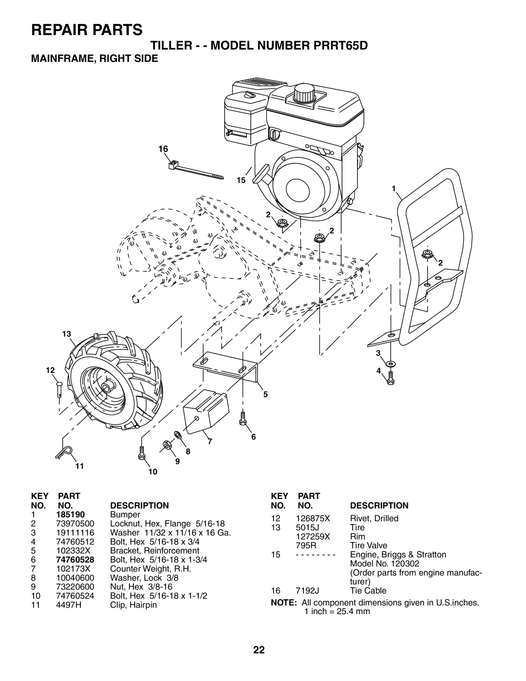 Poulan PRRT65D owner manual MAINFRAME, Right Side, Bumper 