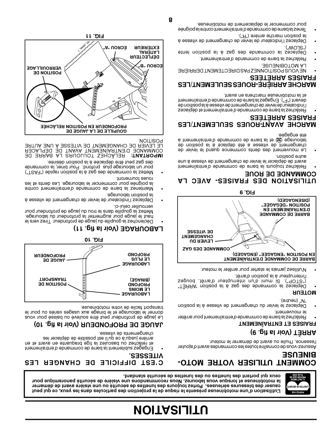 Poulan PRRT850 Bineuse, Moto Votre Utiliser Comment, MENT/LESLESEU ROUES-AVANT Marche, LA Avec -FRAISES DES Utilisation 