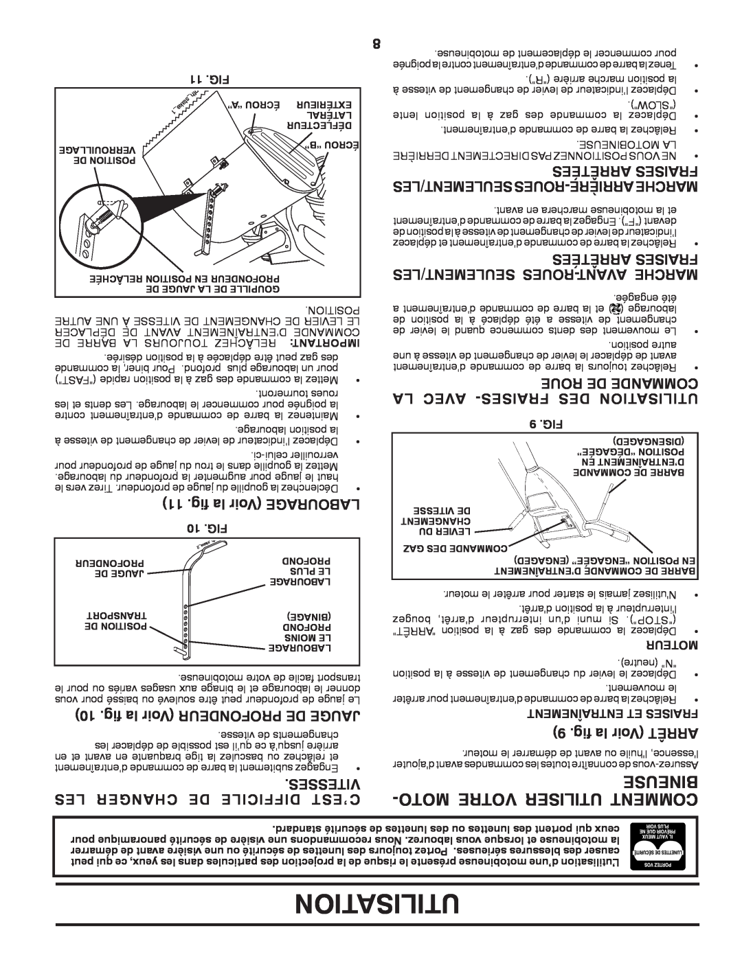 Poulan PRRT850 manual Bineuse, Motovotre Utiliser Comment, Ment/Lesleseu Roues-Avantmarche, La Avec -Fraisesdes Utilisation 