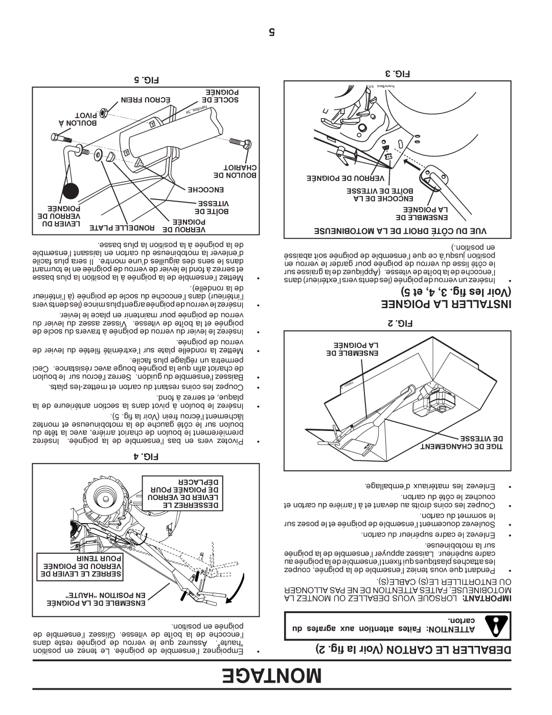 Poulan PRRT850X manual Et 4, 3, .fig les Voir, Poignee LA Installer, Fig la Voir Carton LE Deballer 