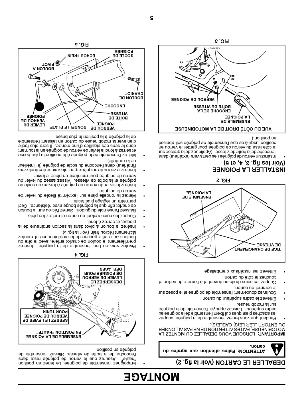 Poulan PRRT875X manual Et 4, 3, .fig les Voir, Poignee LA Installer, Fig la Voir Carton LE Deballer 