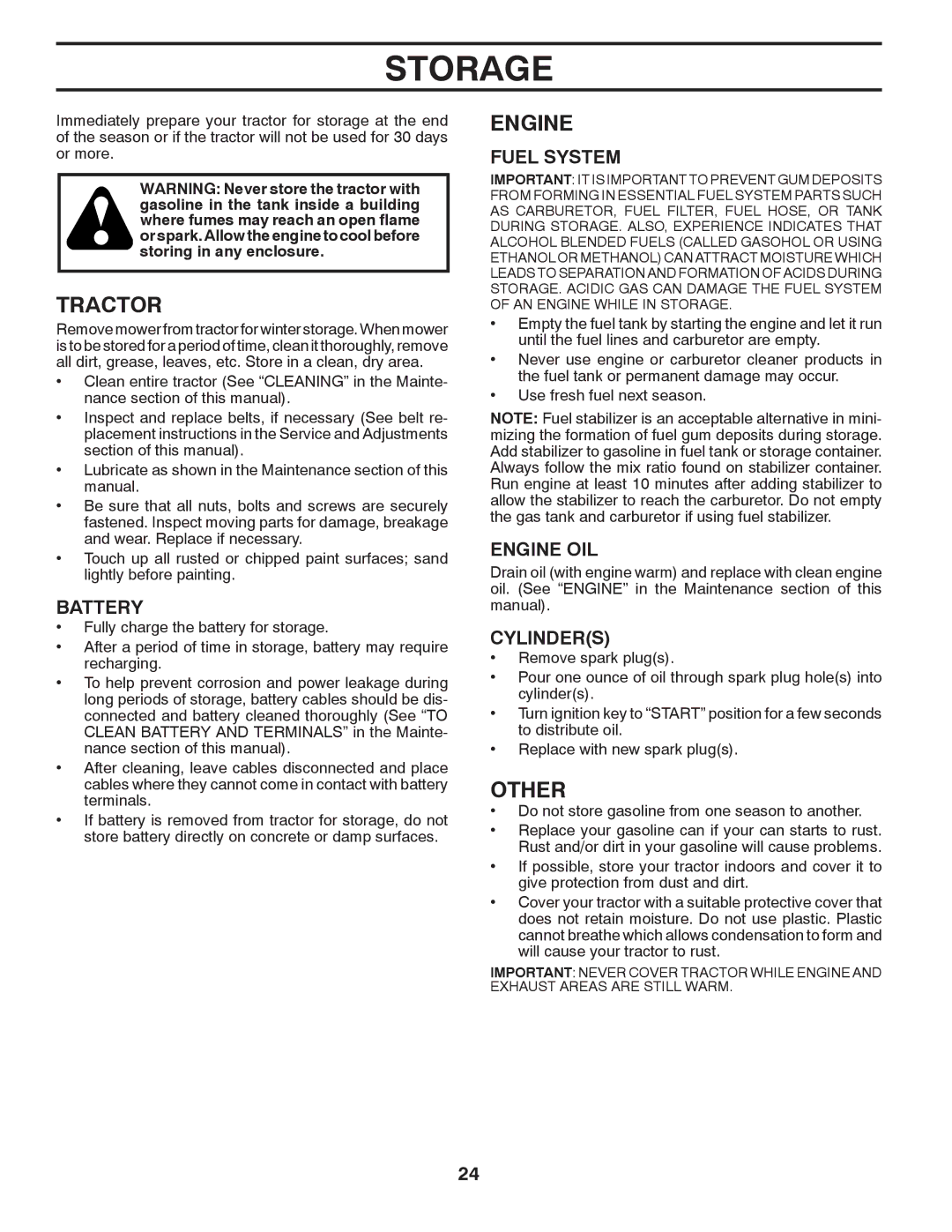 Poulan PXT12530 manual Storage, Other, Fuel System, Engine OIL, Cylinders 