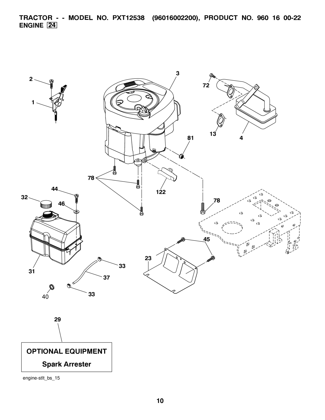 Poulan PXT12538 manual Optional Equipment 