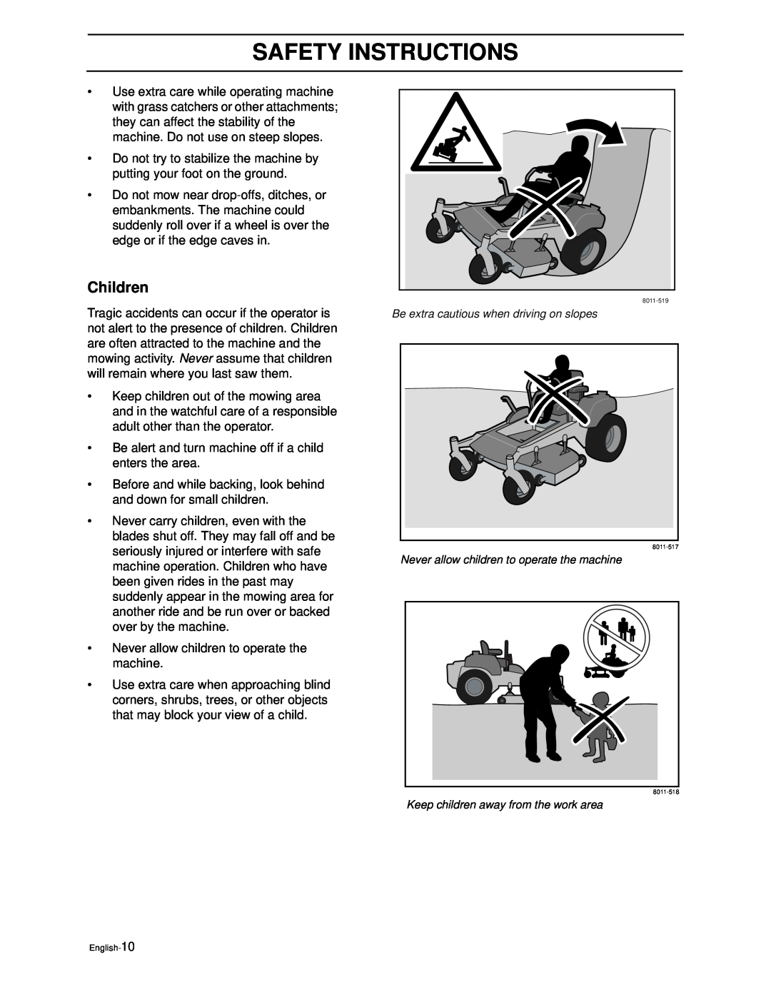 Poulan PZ4822 manual Children, Safety Instructions 