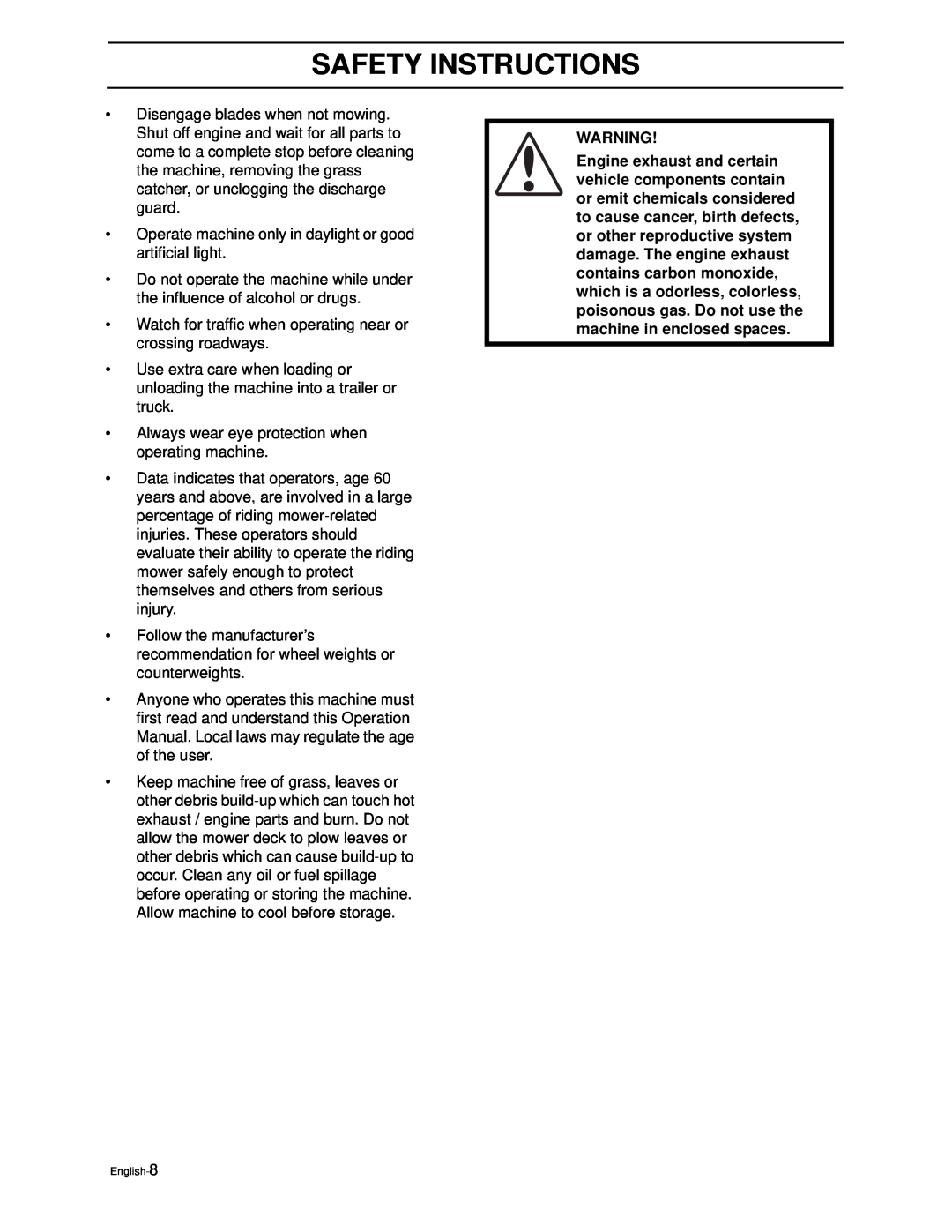Poulan PZ4822 manual Safety Instructions, English-8 