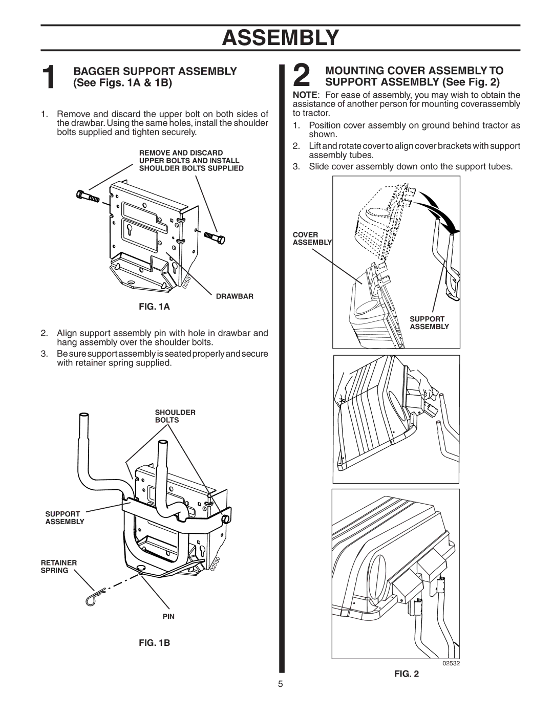 Poulan 532178476, QC342A, 954 63 19-23 owner manual See Figs a & 1B, Support Assembly See Fig 