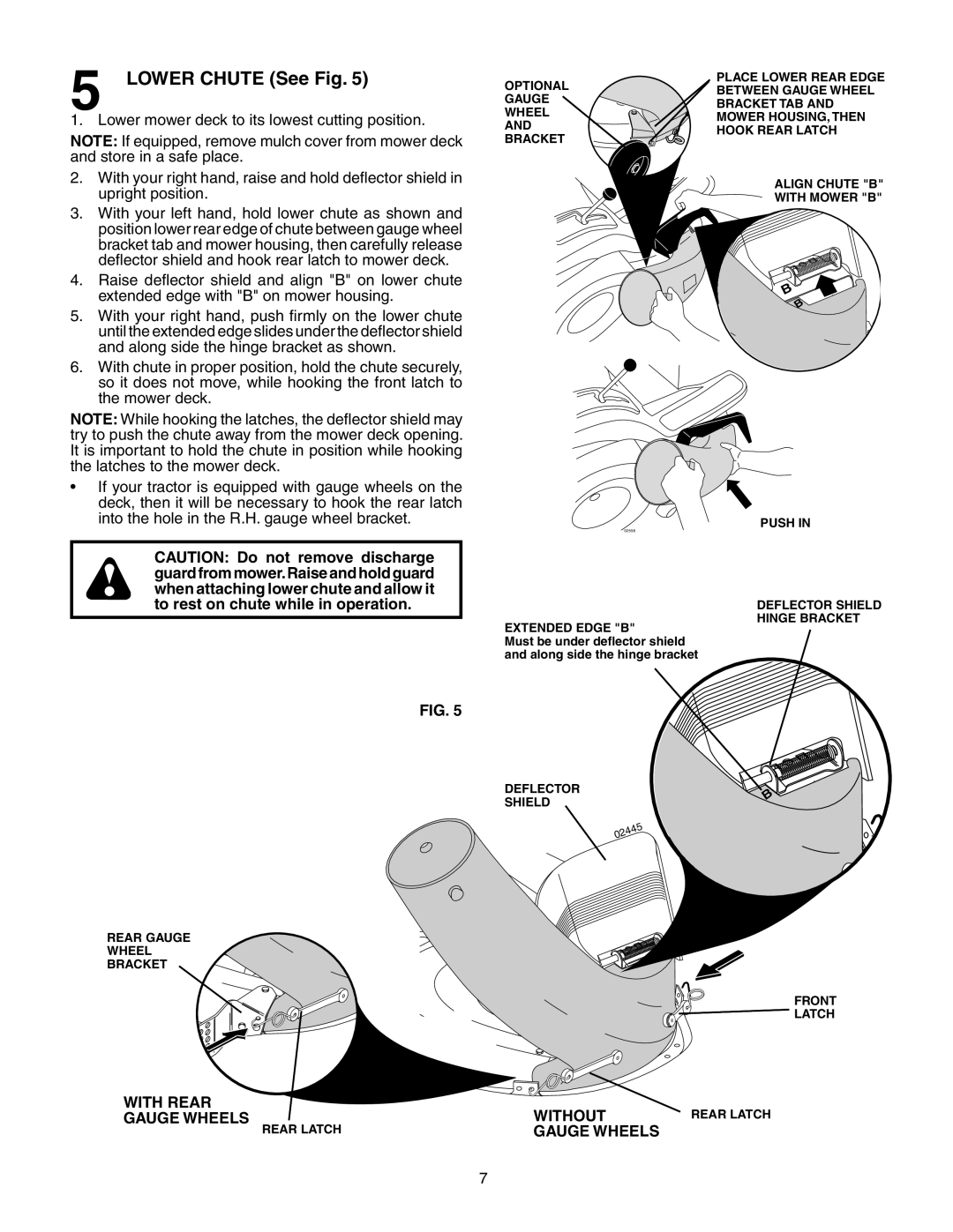 Poulan 954 63 19-23, QC342A, 532178476 owner manual Lower Chute See Fig 