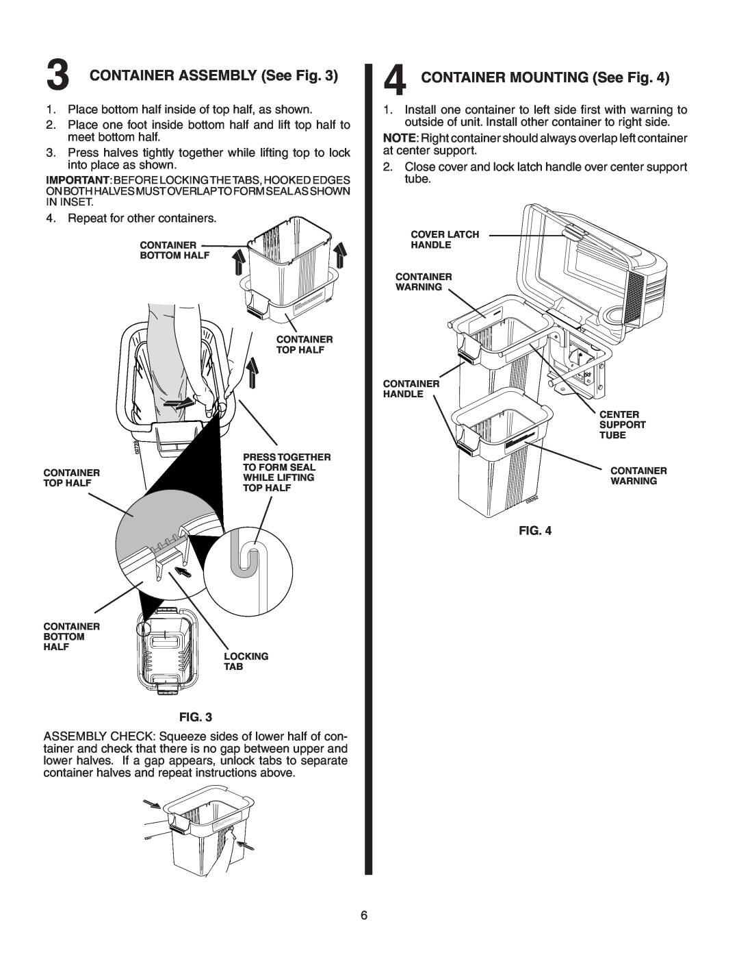 Poulan QC342A, 954 63 19-23, 532178476 owner manual CONTAINER ASSEMBLY See Fig, CONTAINER MOUNTING See Fig 
