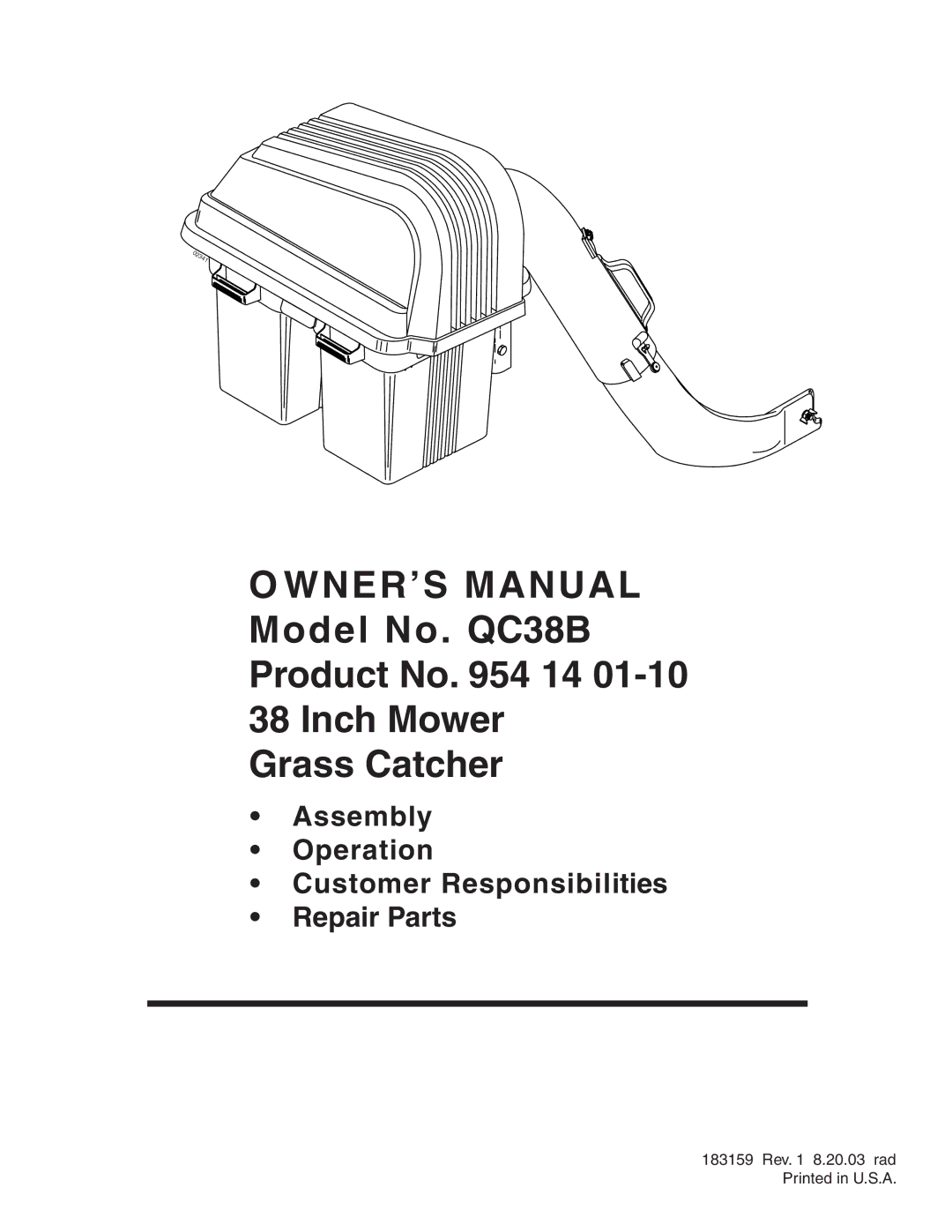 Poulan 954 14 01-10, QC38B, 183159 owner manual WNER’S Manual, 341 