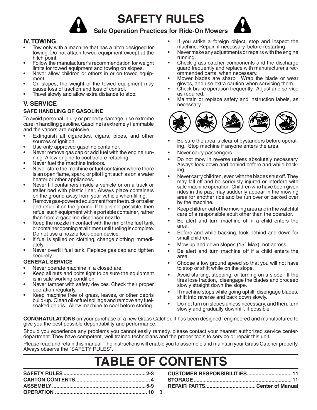 Poulan QCT342, 960 72 00-07, 402337 owner manual Table of Contents 