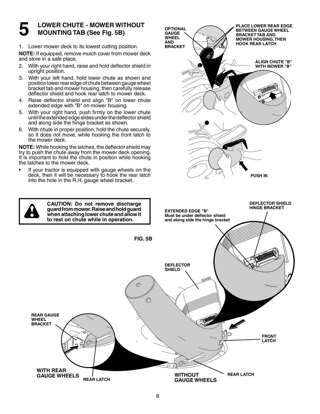 Poulan 402337, QCT342, 960 72 00-07 owner manual Mounting TAB See B, With Rear Without 