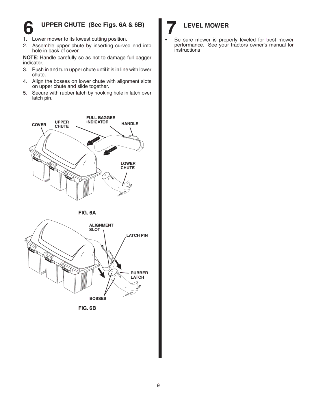 Poulan QCT342, 960 72 00-07, 402337 owner manual Upper Chute See Figs a & 6B, Level Mower 