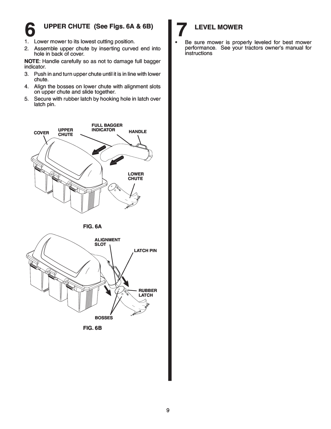 Poulan QCT342, 960 72 00-07, 402337 owner manual UPPER CHUTE See Figs. 6A & 6B, Level Mower 