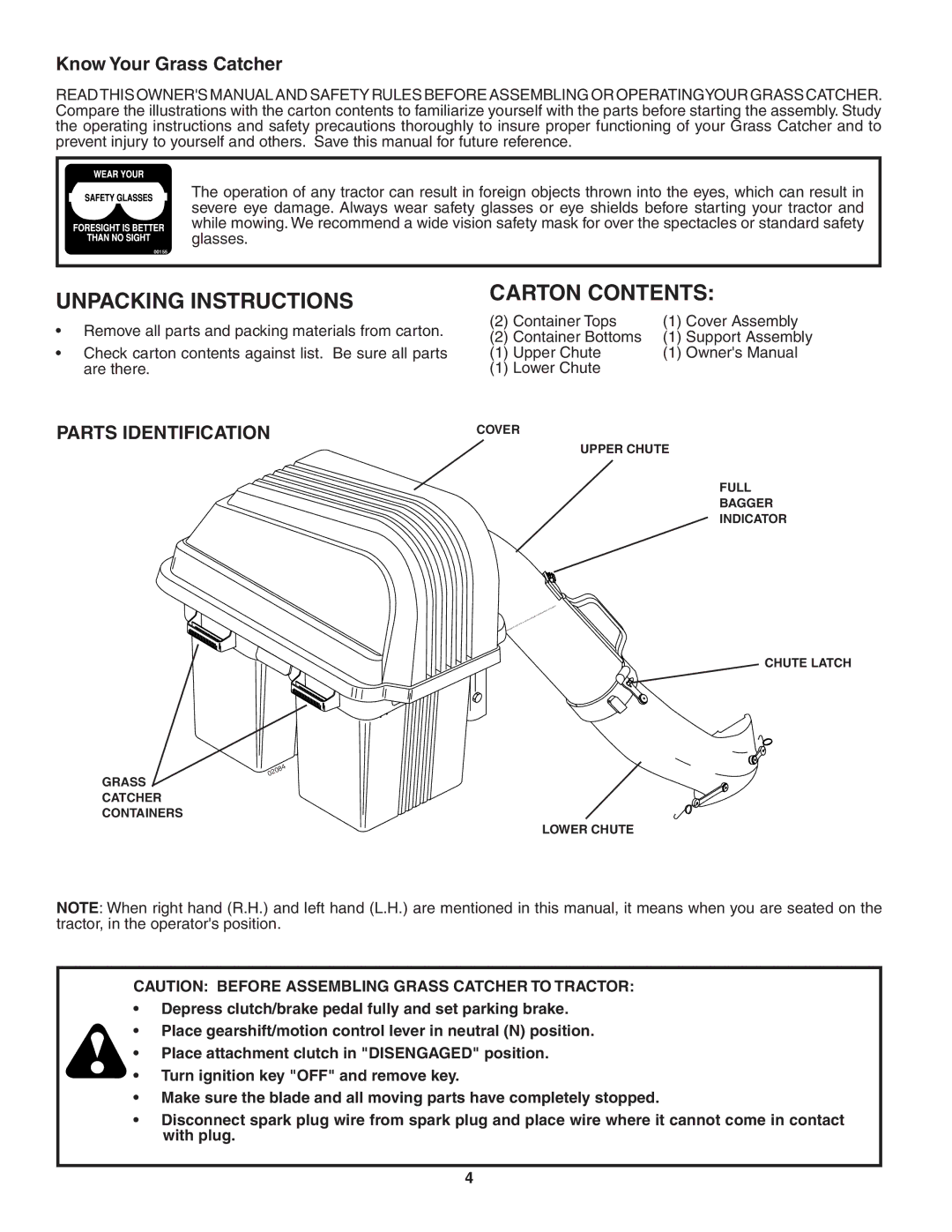 Poulan 96072000100, QCT38-97, 194915 owner manual Unpacking Instructions 