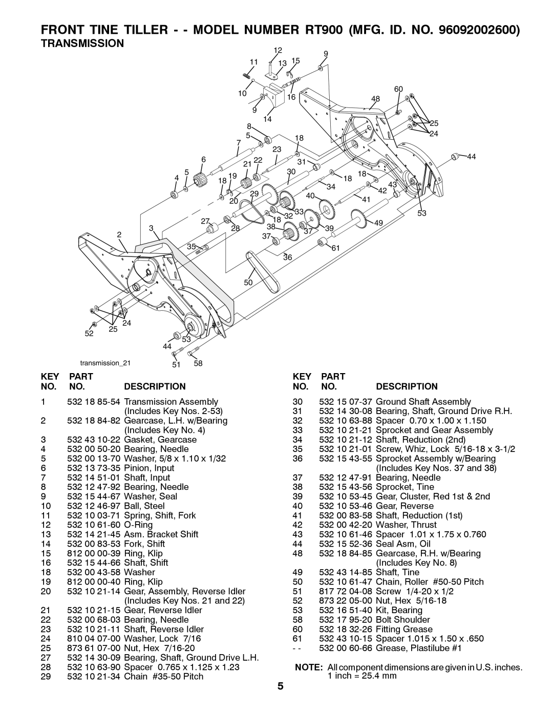 Poulan RT900 manual Transmission 