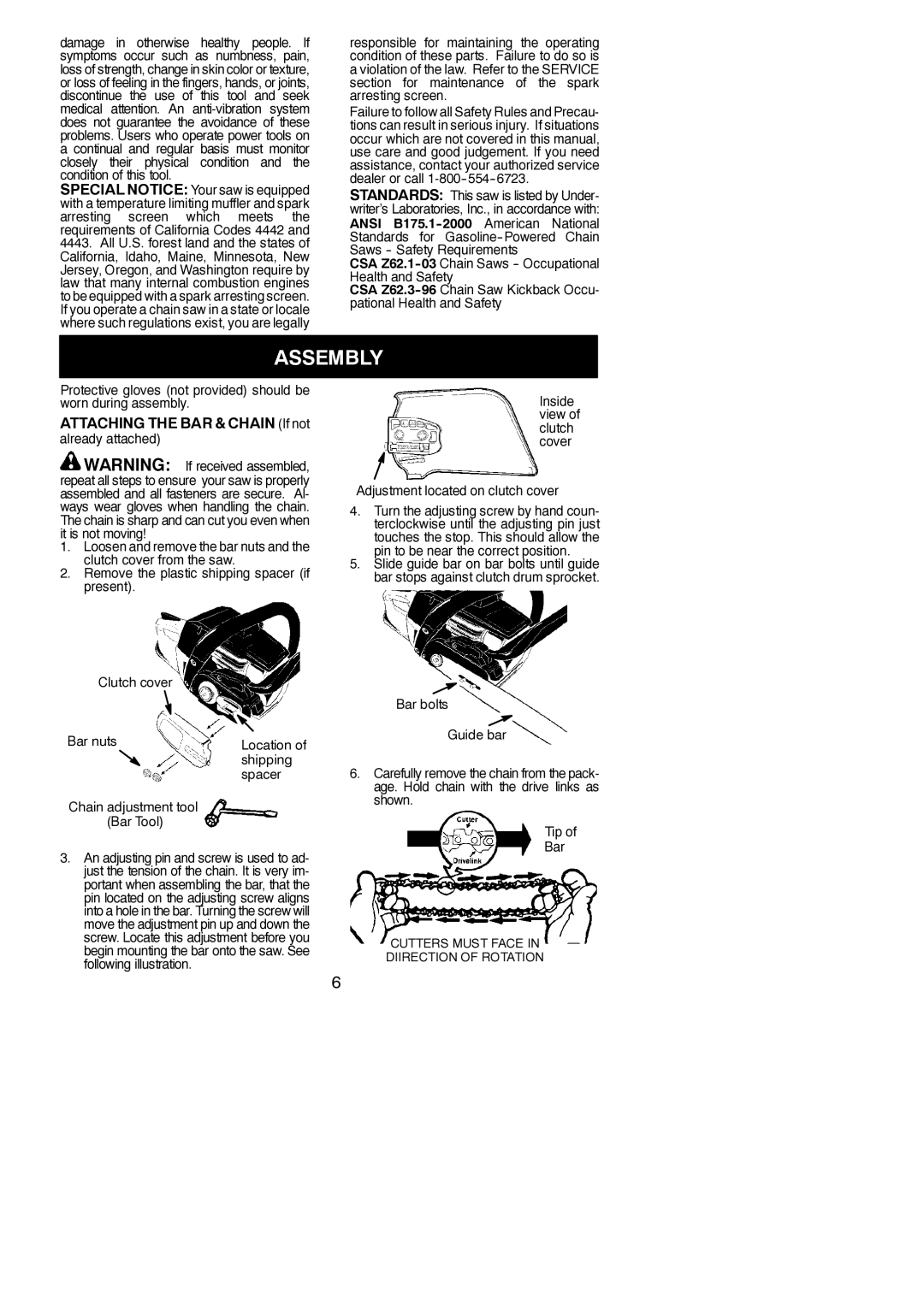 Poulan S1970 instruction manual Assembly, Attaching the BAR & Chain If not 