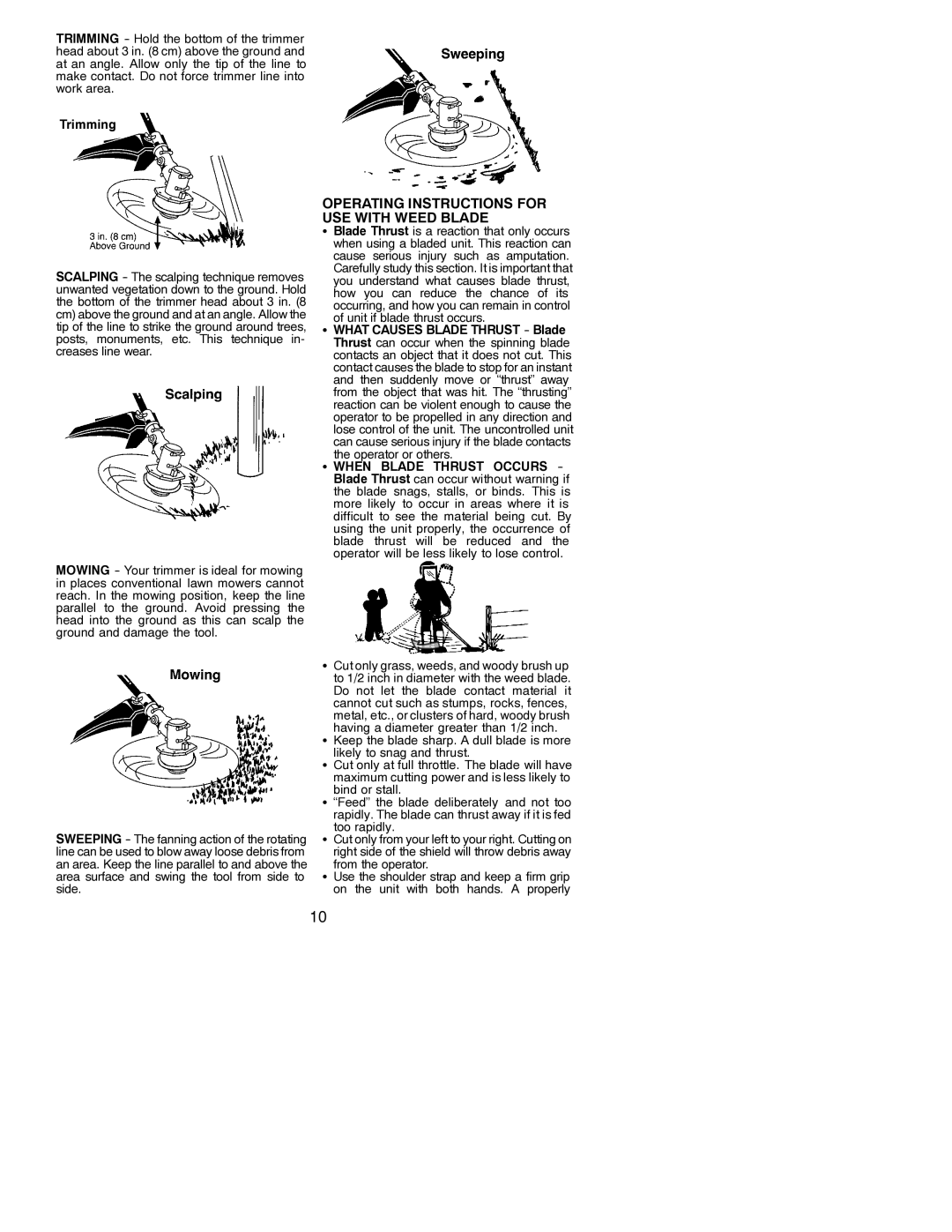 Poulan S31BC instruction manual Operating Instructions for USE with Weed Blade, Trimming 