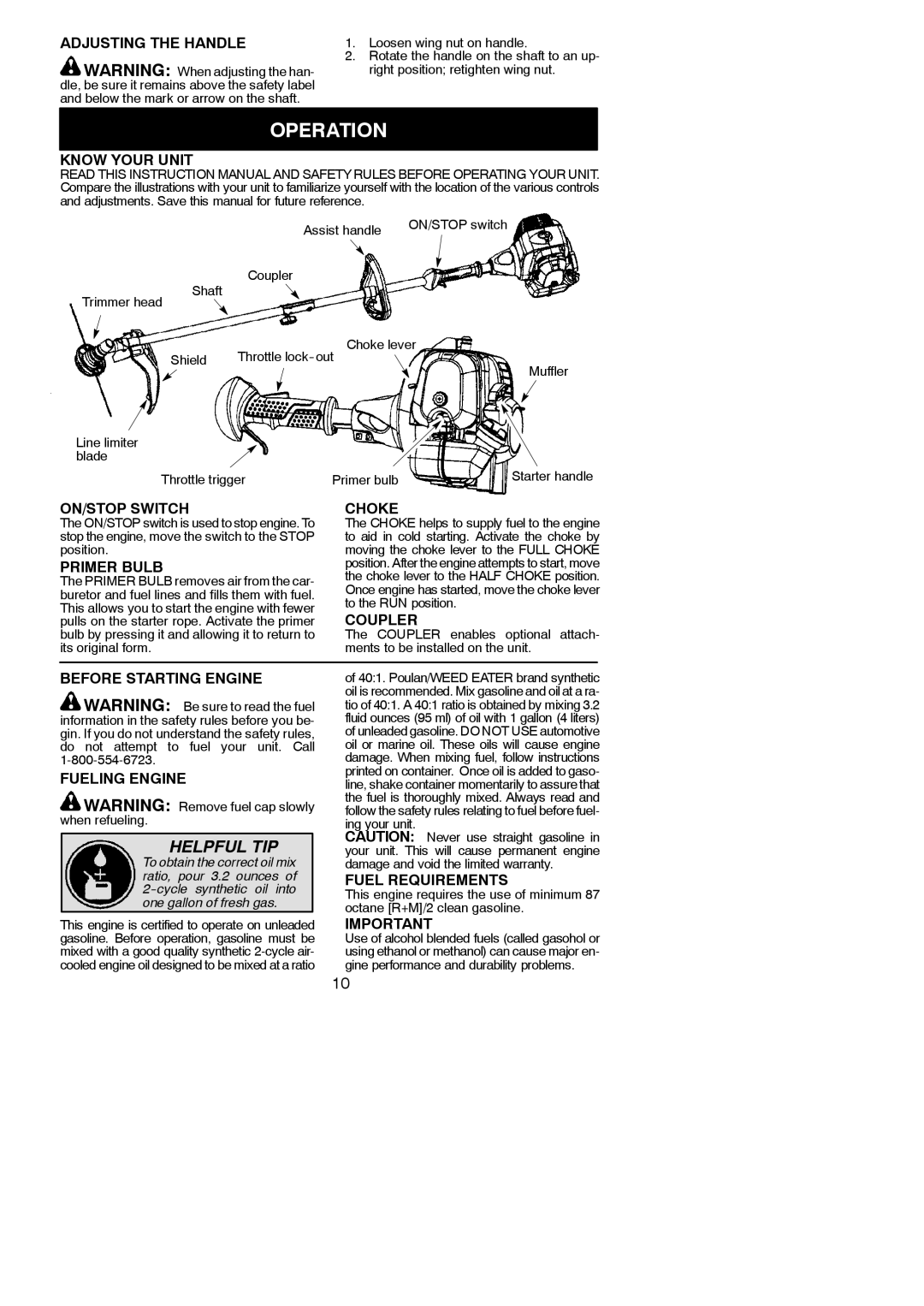 Poulan 966479401, SM30SB, 115225426 instruction manual Operation 