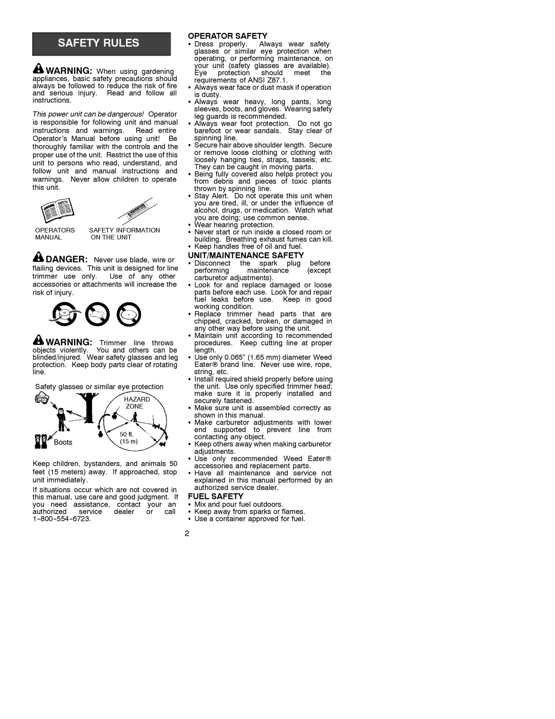 Poulan SST LE manual Operator Safety, UNIT/MAINTENANCE Safety, Fuel Safety, This power unit can be dangerous! Operator 