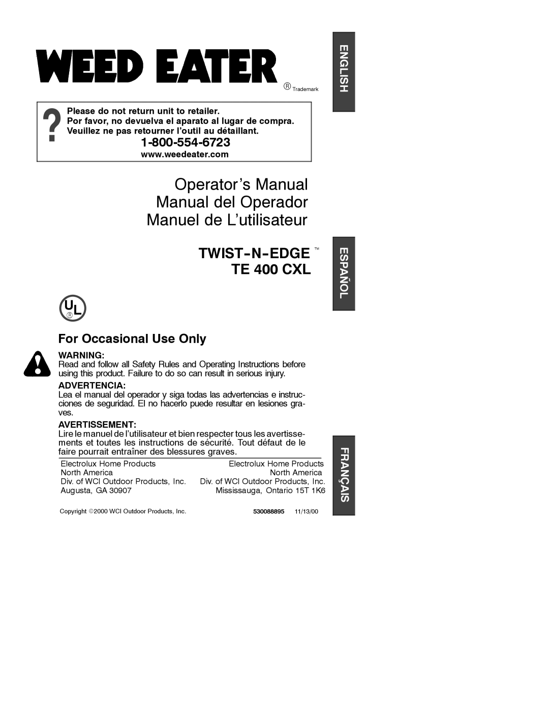 Poulan operating instructions TWIST-N-EDGE t TE 400 CXL 