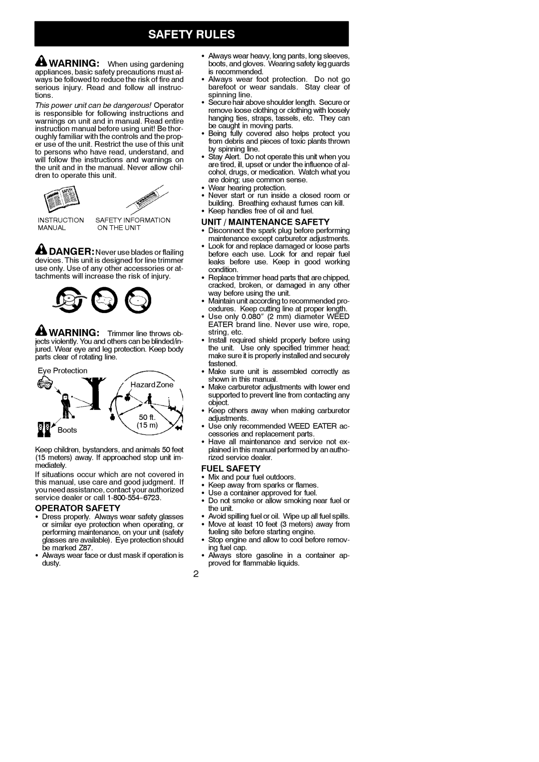 Poulan TE475, TE475Y instruction manual Safety Rules, Operator Safety, Unit / Maintenance Safety, Fuel Safety 