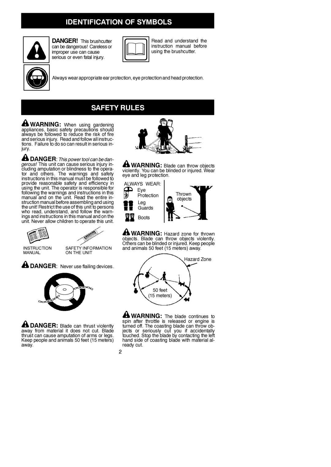 Poulan U4000C instruction manual Identification of Symbols, Safety Rules 