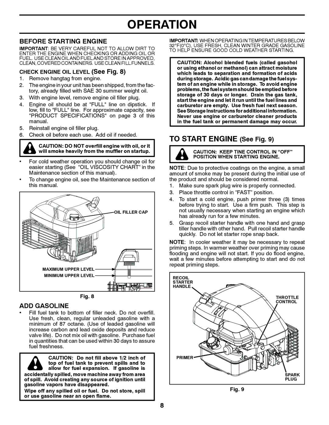 Poulan 433552, VF550, 96082001500 manual Before Starting Engine, ADD Gasoline 