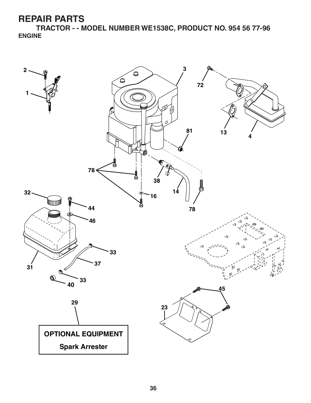 Poulan WE1538C manual Optional Equipment 