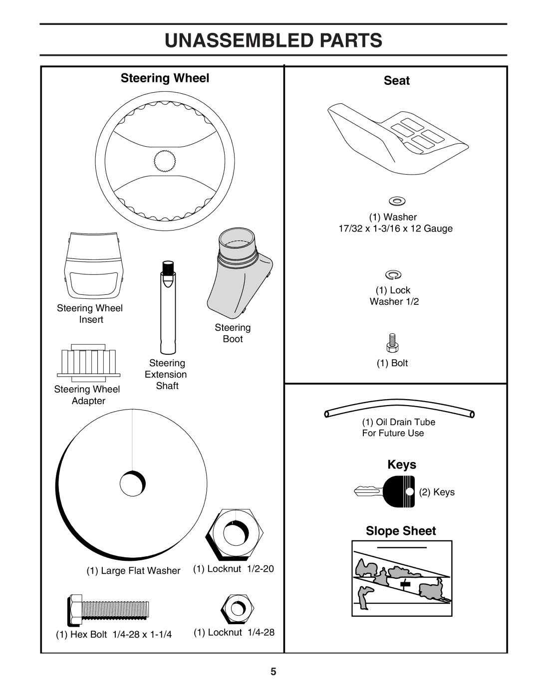 Poulan WE1538C manual Unassembled Parts, Steering Wheel Seat 