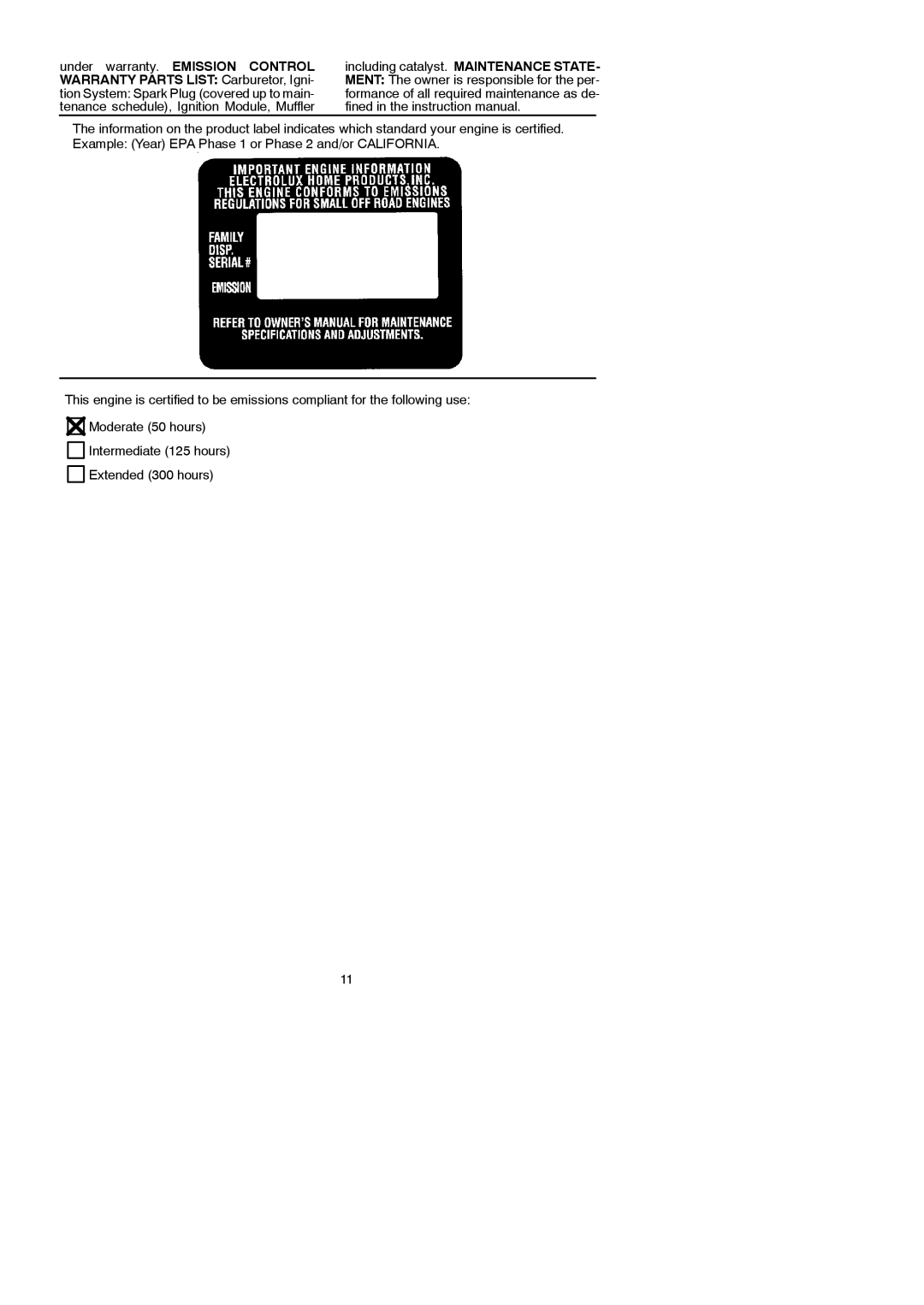 Poulan WT3100 instruction manual Under warranty. Emission Control, Tion System Spark Plug covered up to main 