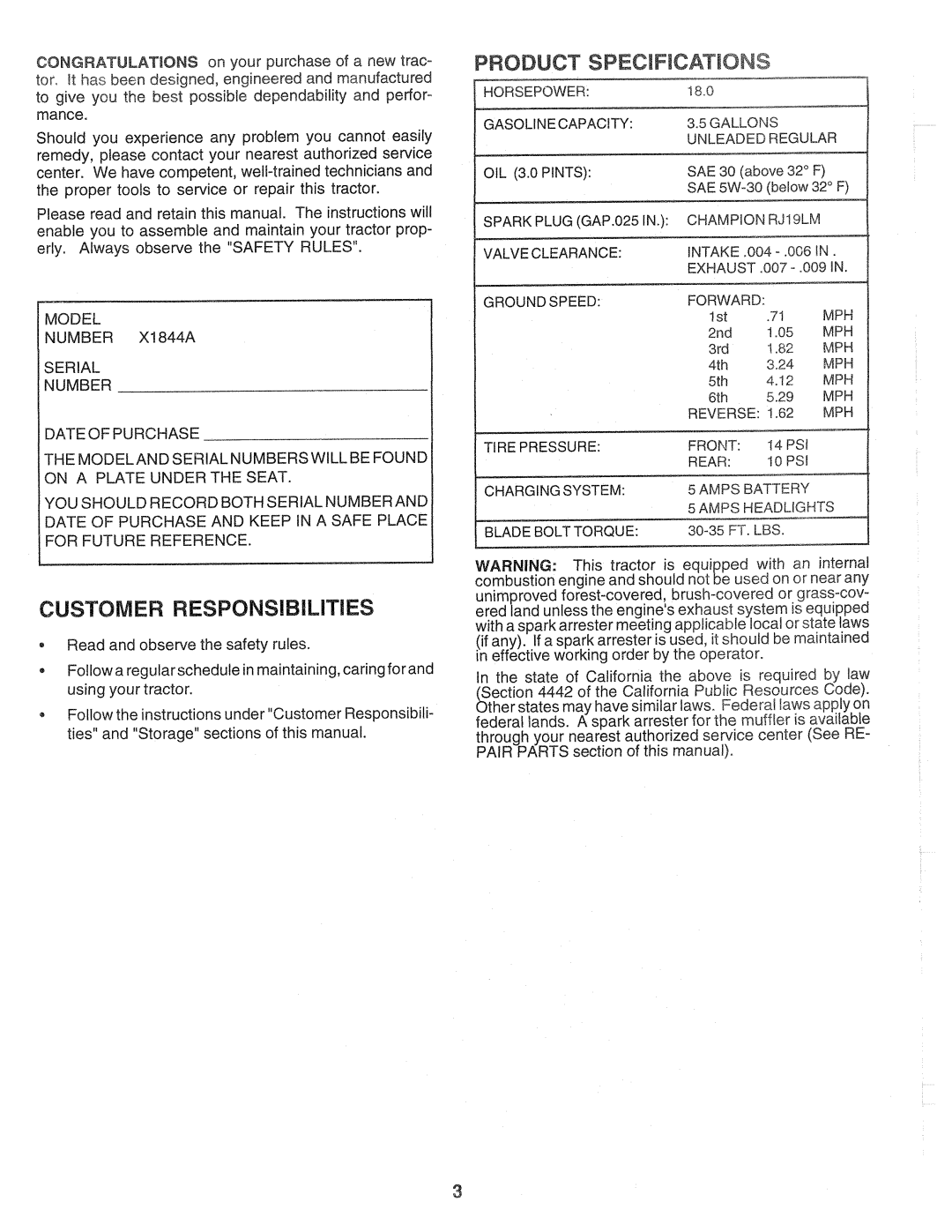 Poulan 139700, X1844A manual 