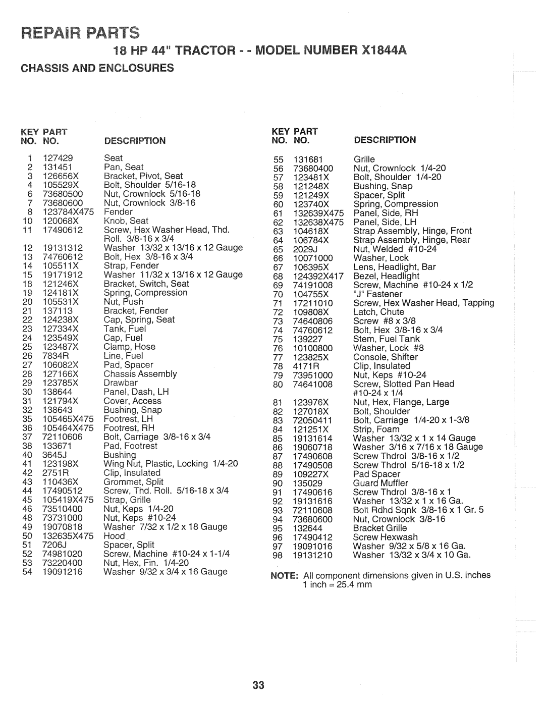 Poulan 139700, X1844A manual 