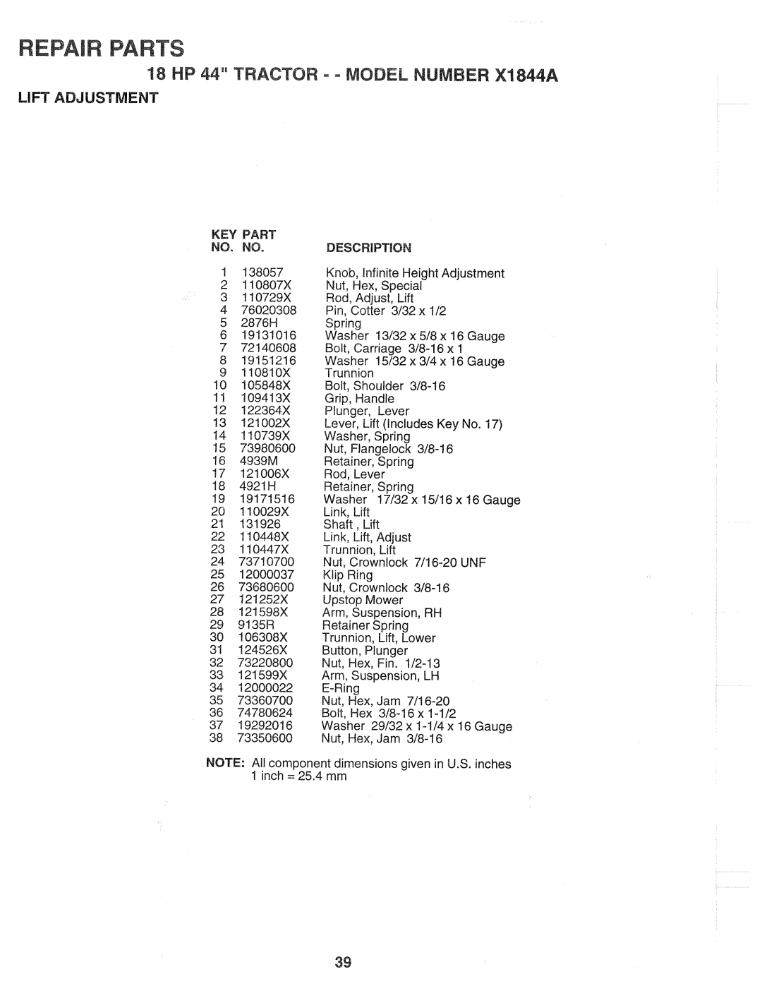 Poulan 139700, X1844A manual 