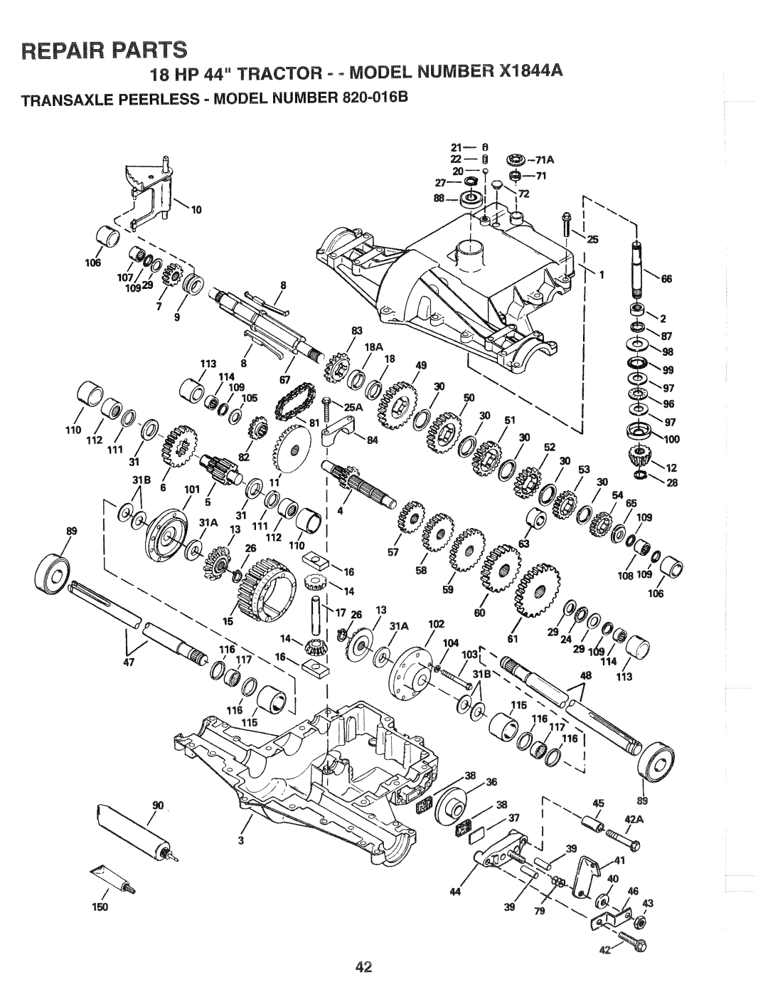 Poulan X1844A, 139700 manual 