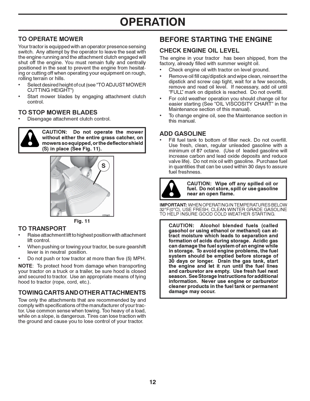 Poulan XT18542LT manual Before Starting the Engine 