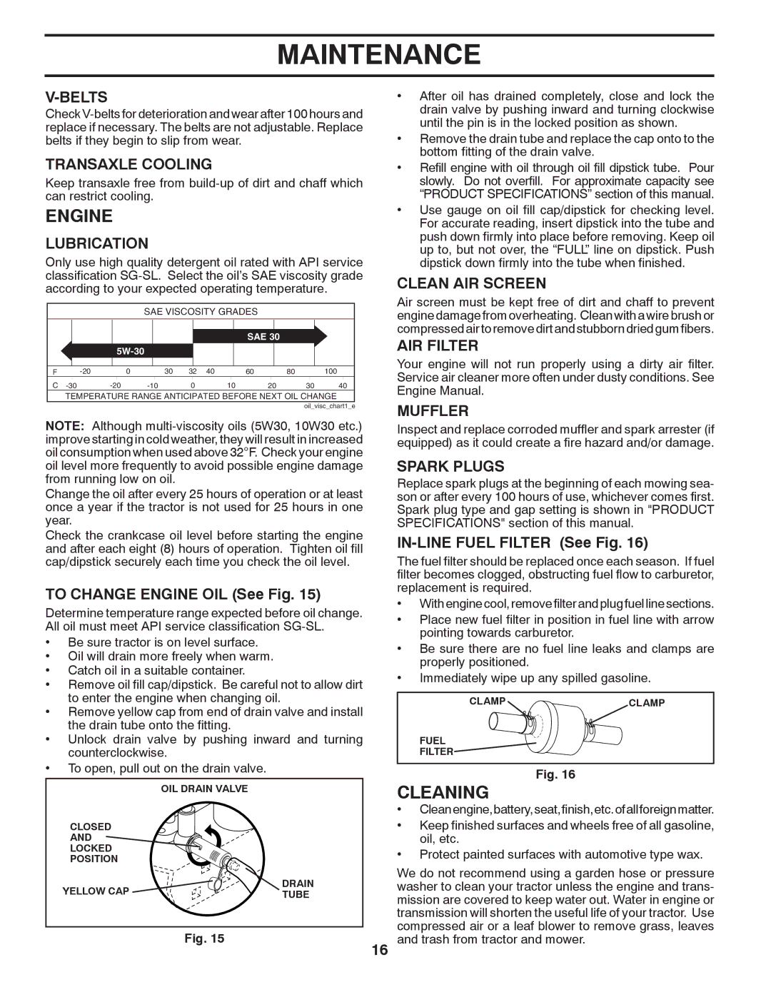 Poulan XT18542LT manual Engine, Cleaning 