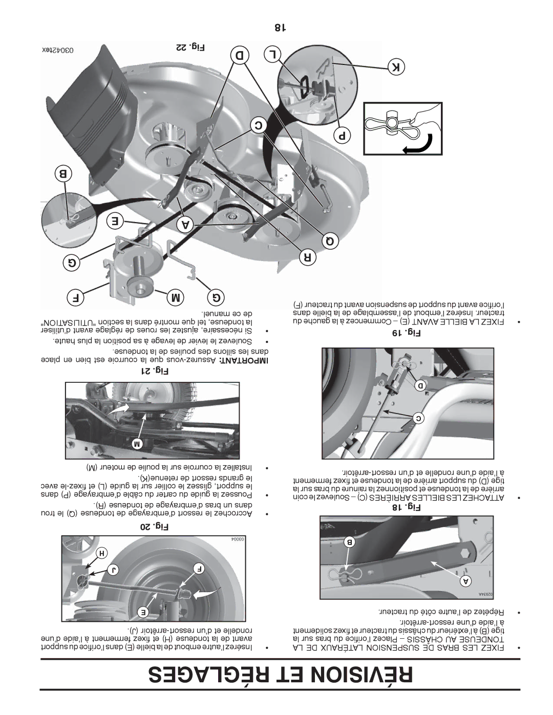 Poulan XT18542LT manual 22 .Fig, 21 .Fig, 19 .Fig, 18 .Fig, 20 .Fig 