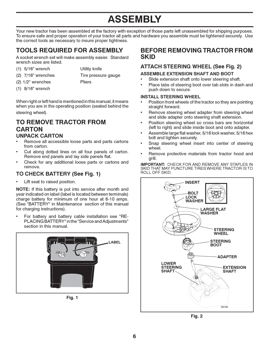 Poulan XT18542LT manual Tools Required for Assembly, To Remove Tractor from Carton, Before Removing Tractor from Skid 